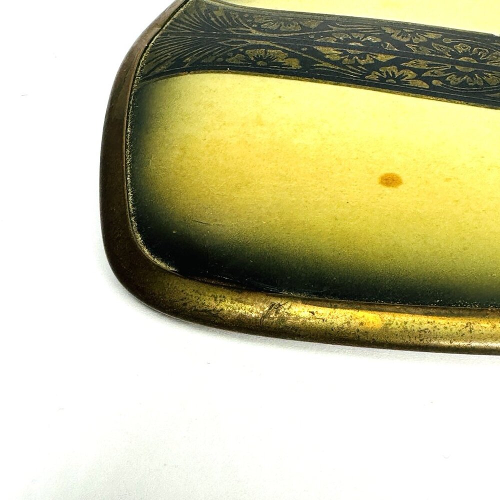 VTG 1930-40s Art Deco Vanity Mirror Set Catalin w/ Brass & Magnified Round - Picture 9 of 14